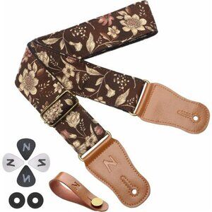 Cotton Guitar Strap Adjustable Acoustic Electric Ukulele Strap Pick Holder